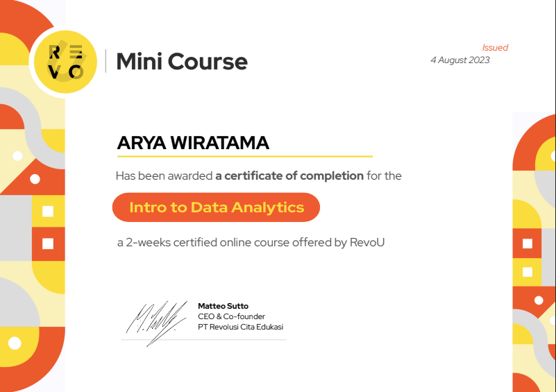 Data Analysis Revou Certificate