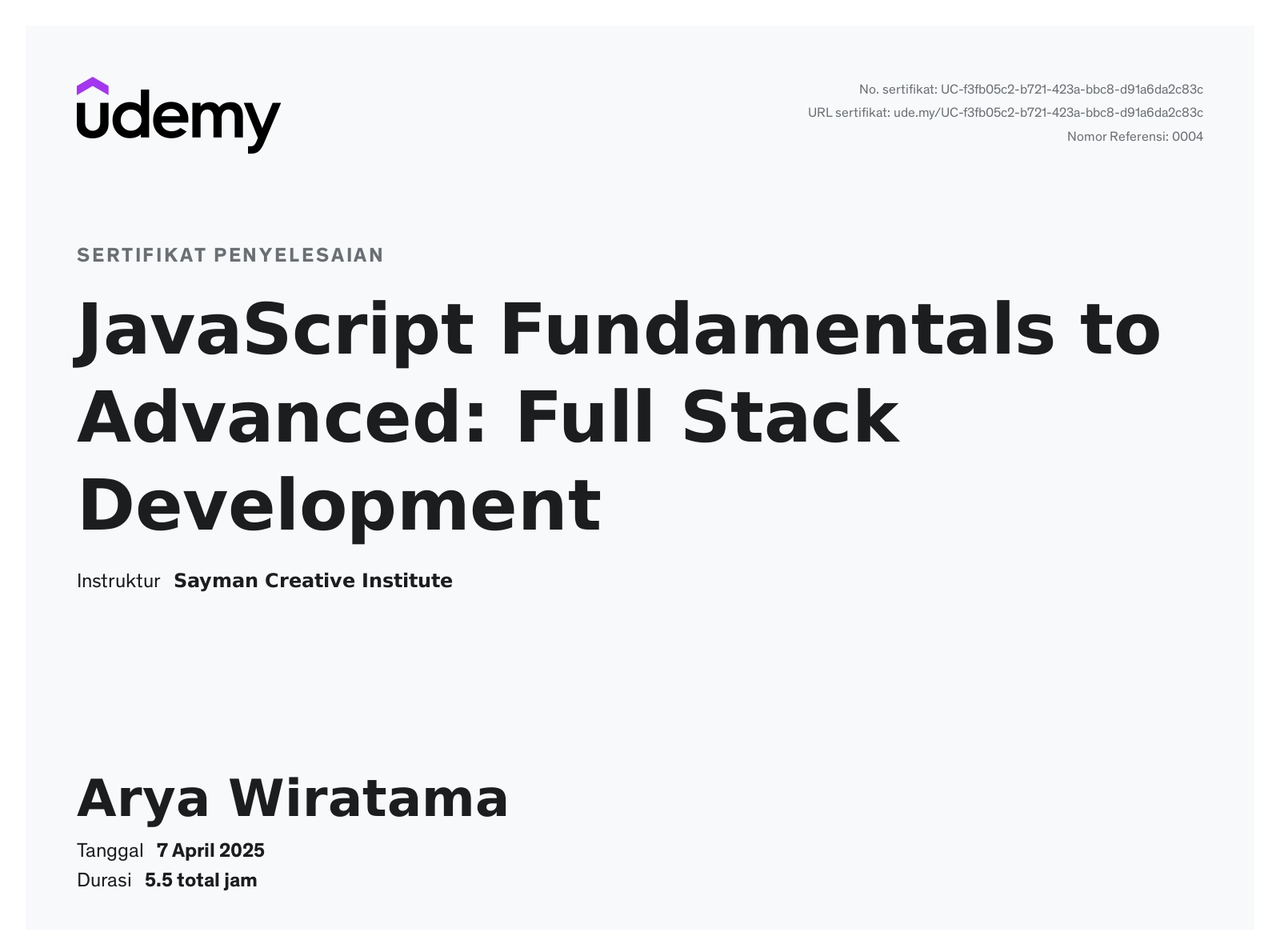 Javascript Certificate