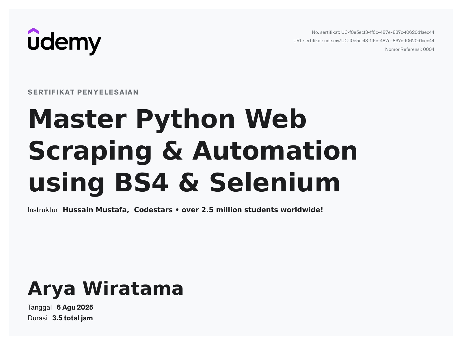 Selenium Certificate