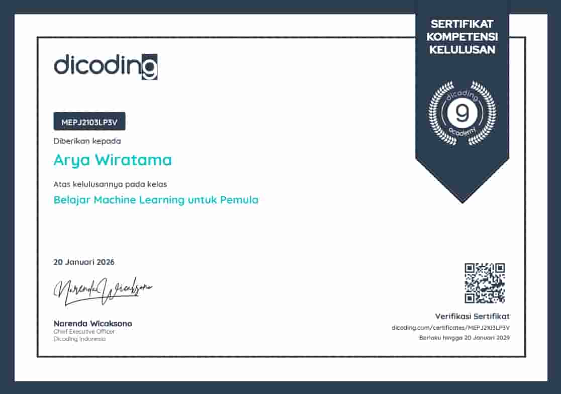 Machine Learning Dasar Dicoding Certificate
